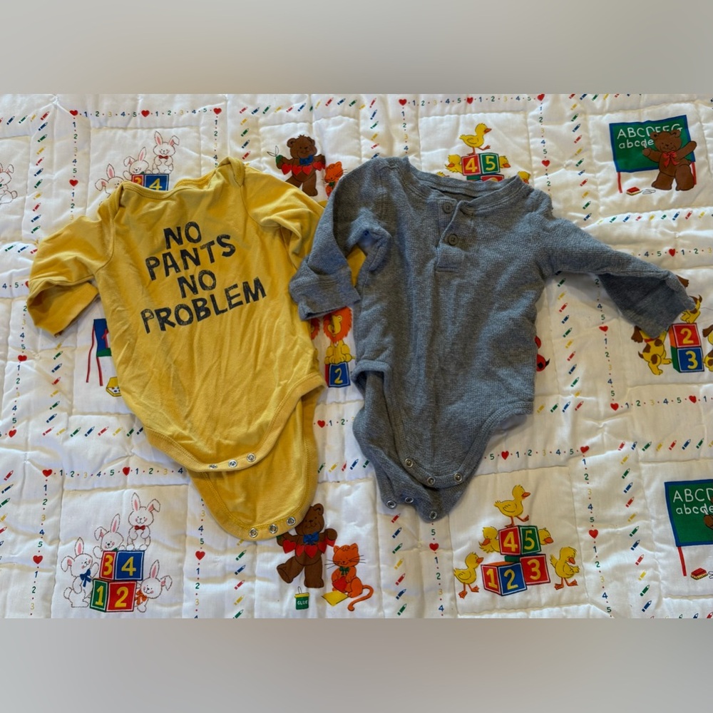 9 months onsies "no pants no problems"